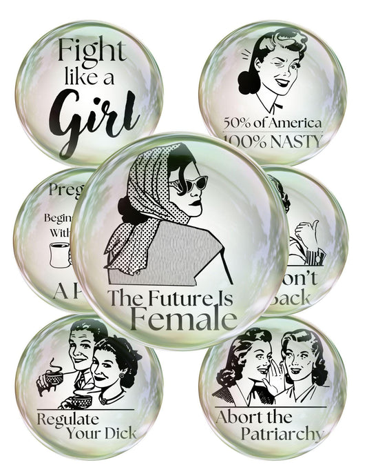 Creative mixed‑media projects using 1‑inch retro feminist collage images