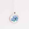 Blue morning glory flower pendant under glass - Whimsy Spirit Shop