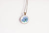 Blue morning glory flower pendant under glass - Whimsy Spirit Shop