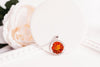 Glass cabochon pendant with orange marigold flower - Whimsy Spirit Shop