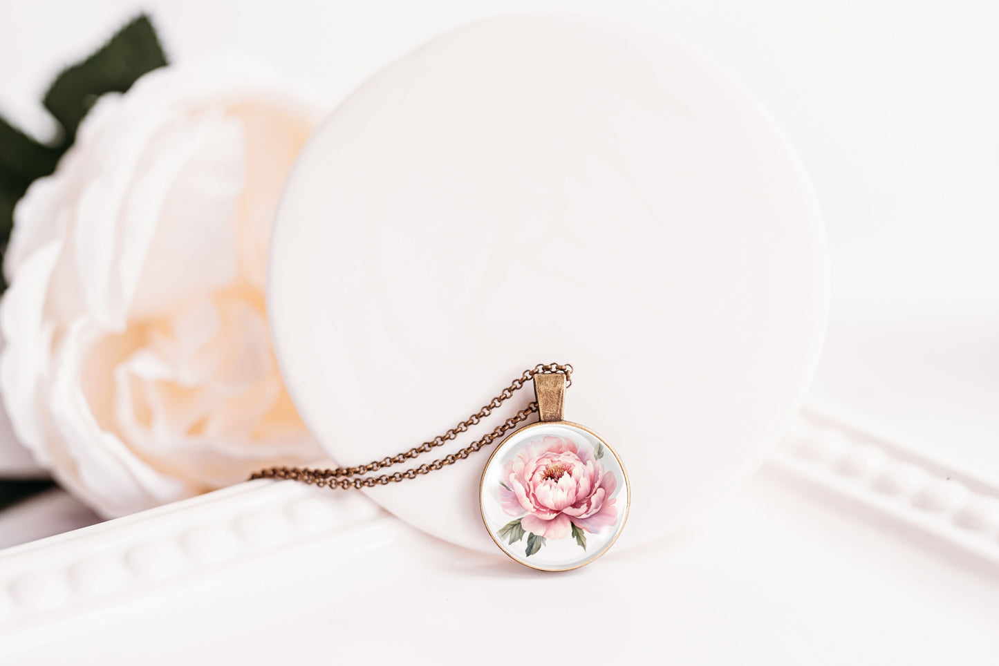 Elegant Peony Floral Necklace - November Birthflower Gift