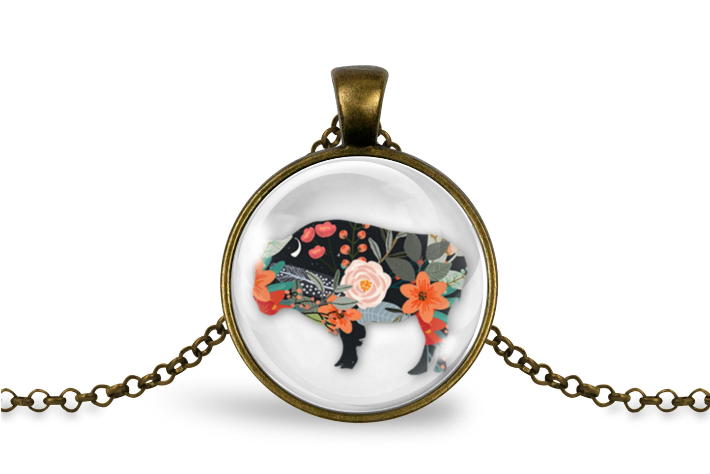 Buffalo Pendant, Bison Necklace, Wildlife Jewelry, Animal Lover Gift,