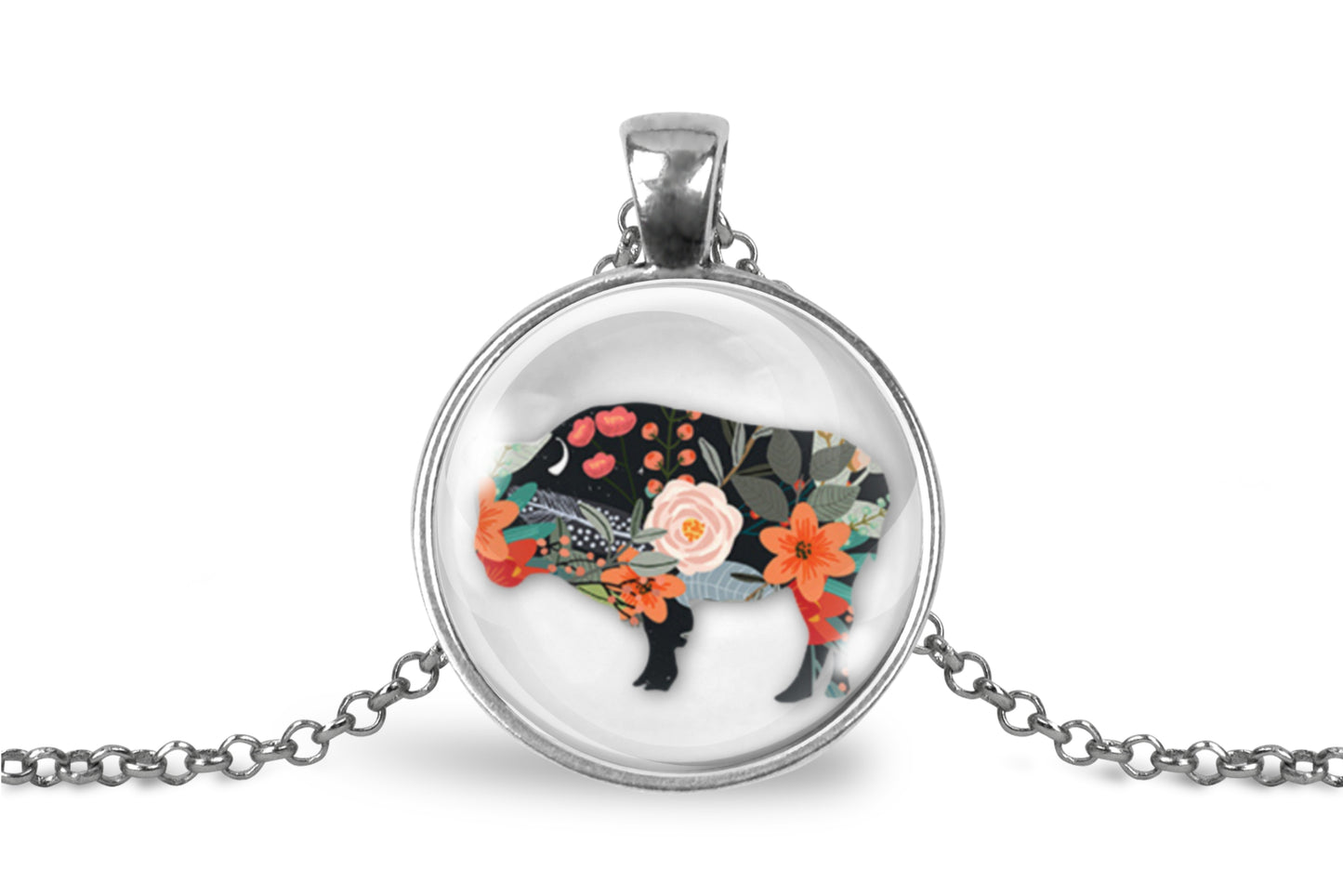 Buffalo Pendant, Bison Necklace, Wildlife Jewelry, Animal Lover Gift,