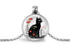 Black Cat Necklace – Floral Wildflower Pendant