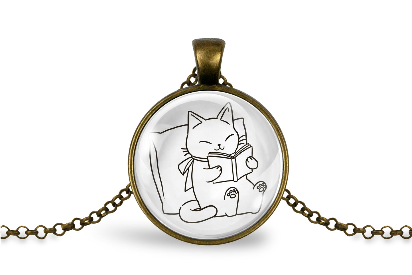 Bookish Cat Necklace - Cozy Pet Lover Jewelry for Readers