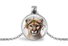 Mountain Lion Necklace, Floral Cougar Pendant, Wild Cat Gift