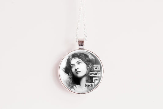 Silver-finish We Ride at Dawn Vintage Women Pendant Necklace 1 Inch, product photo 1.