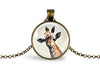 Giraffe pendant necklace on a white background