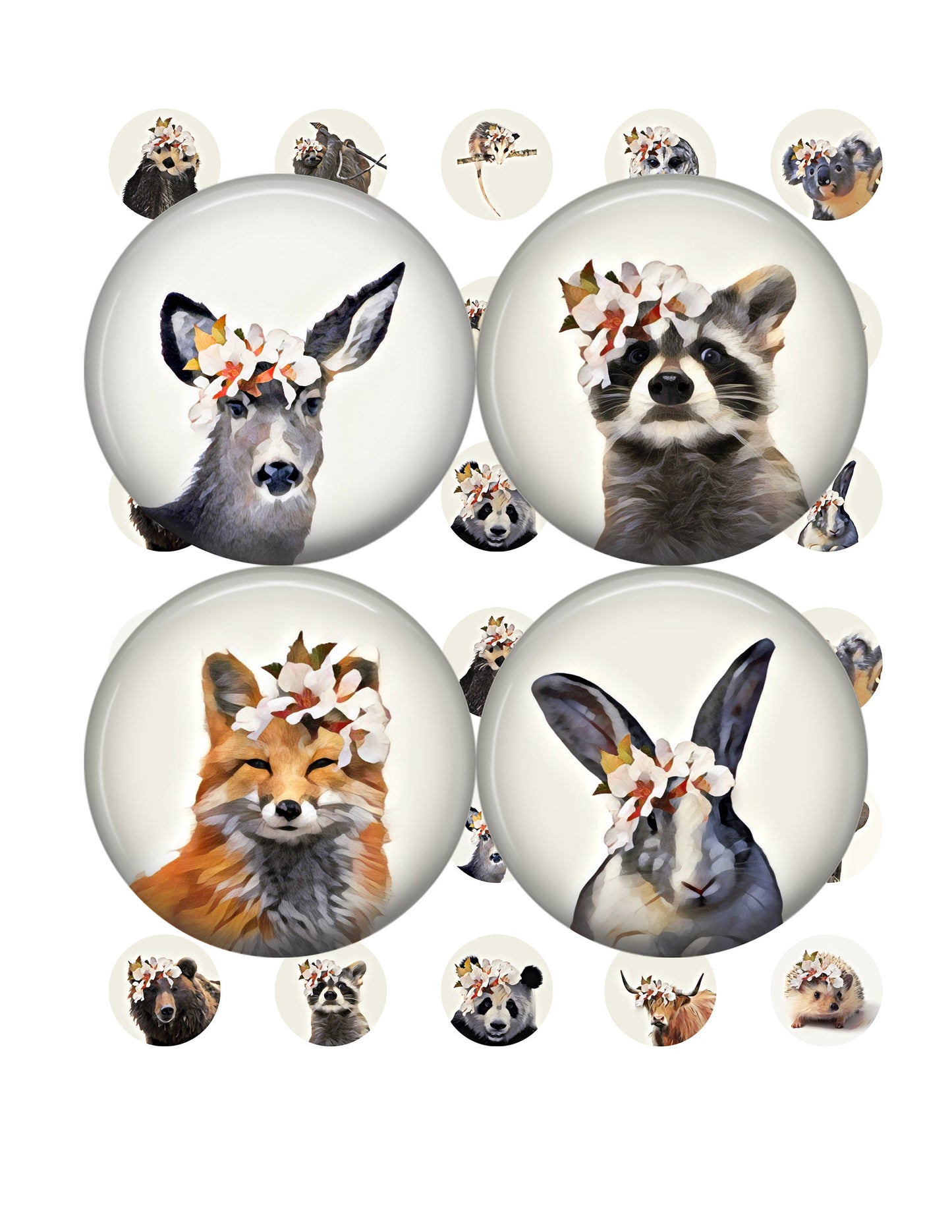 Wildlife Bottlecap Images Printable Digital Download 25mm