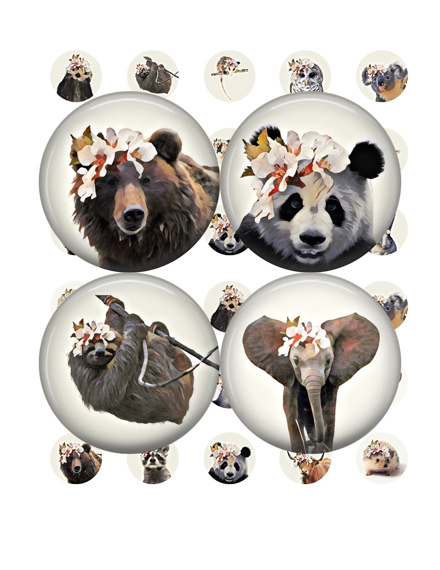 Wildlife Bottlecap Images Printable Digital Download 25mm