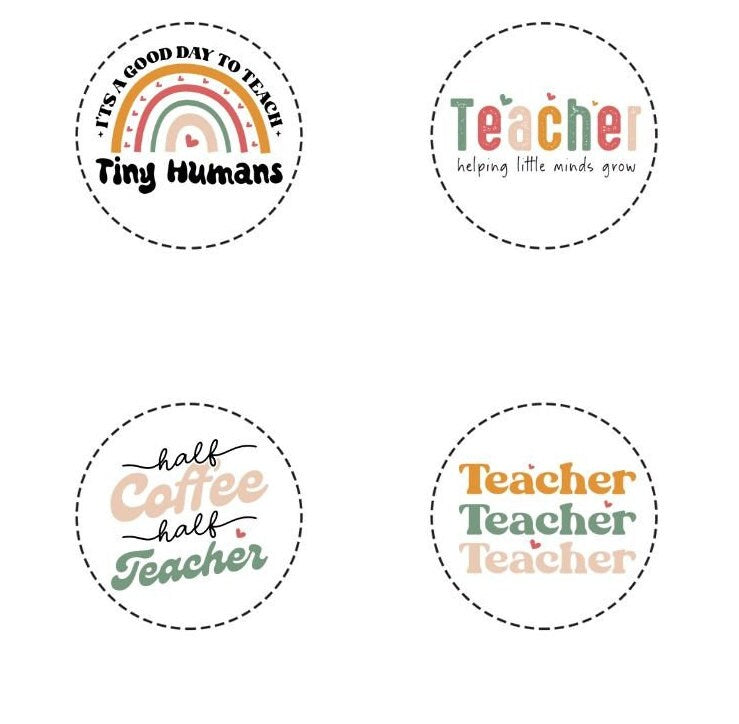Printable Teacher Pin Button Sheet 1.25 Inch Retro Design