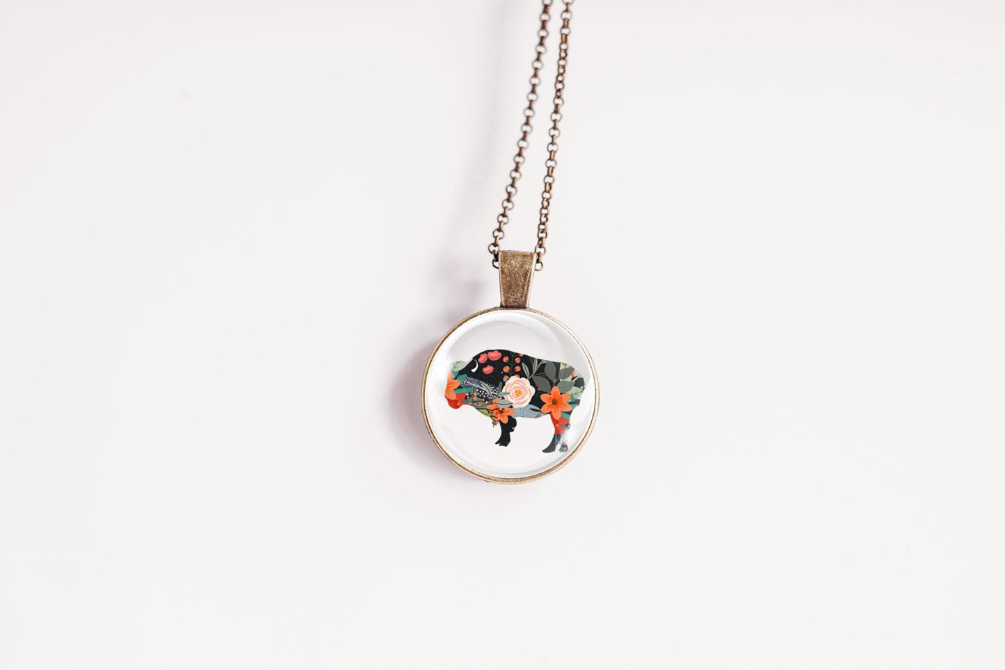 Buffalo Pendant, Bison Necklace, Wildlife Jewelry, Animal Lover Gift,