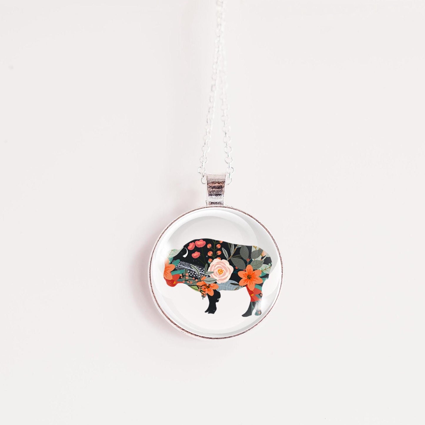 Buffalo Pendant, Bison Necklace, Wildlife Jewelry, Animal Lover Gift,