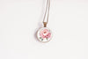 Pink peony flower necklace in glass cabochon pendant - Whimsy Spirit Shop