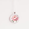 Pink peony flower necklace in glass cabochon pendant - Whimsy Spirit Shop