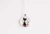 Black Cat and Flowers Necklace: Whimsical Feline Jewelry