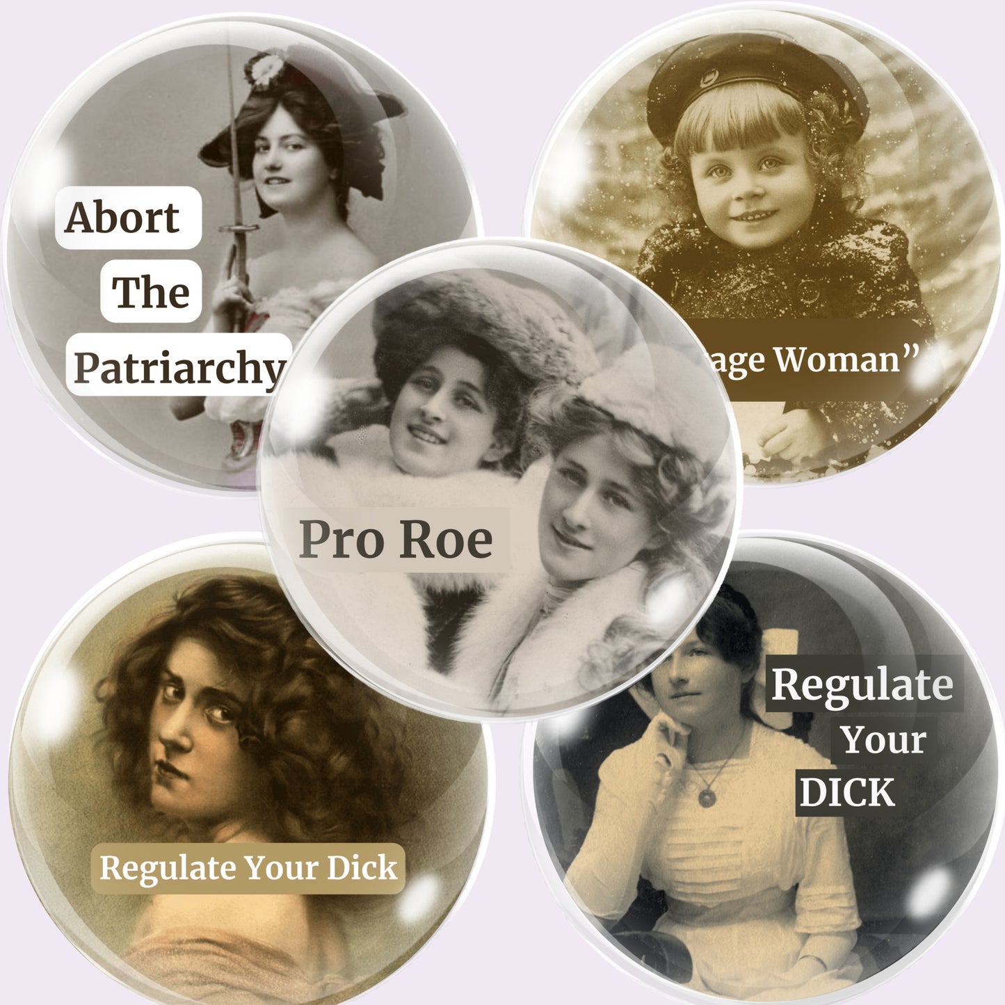 Retro Women Quotes Bottlecap Collage Sheet PNG