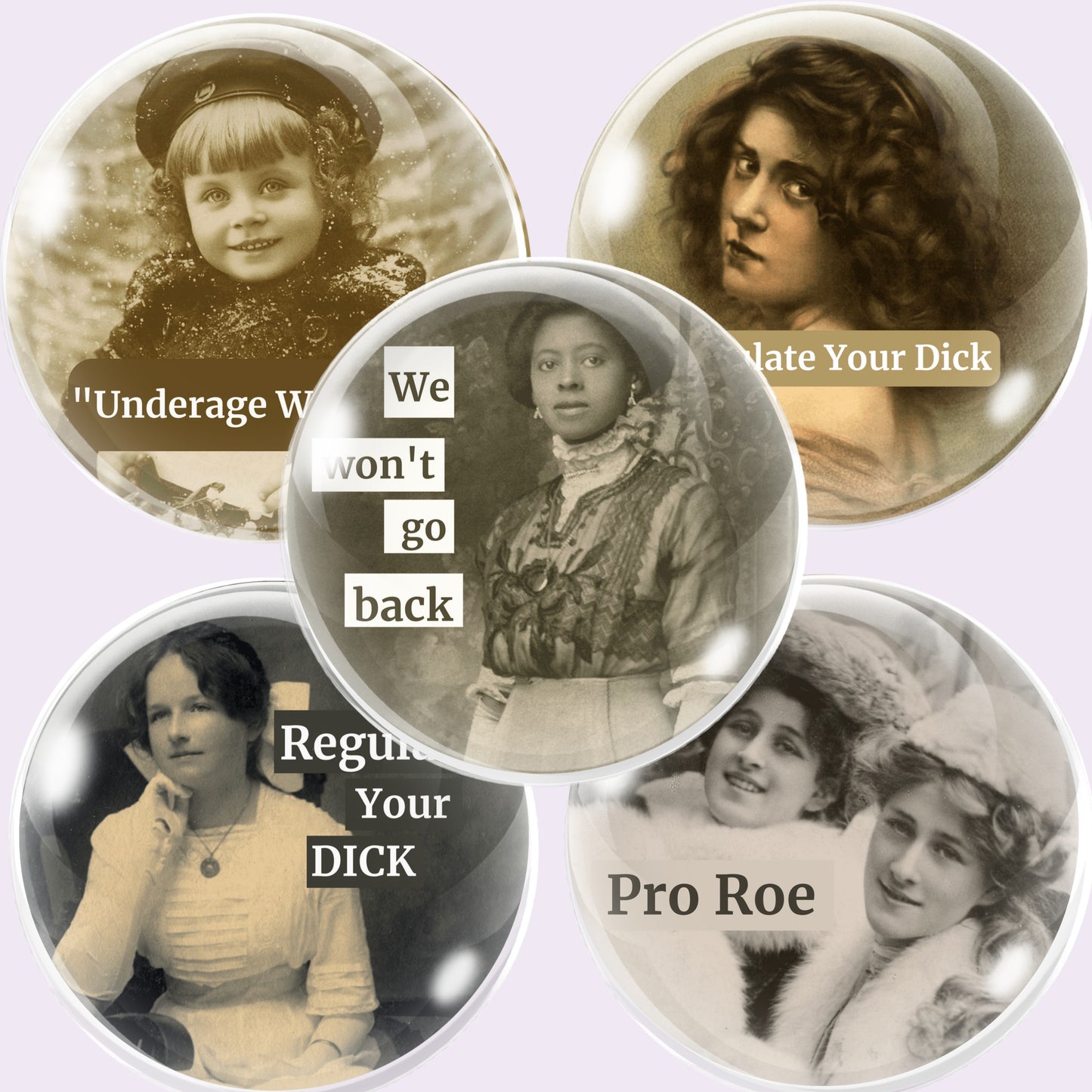 Retro Women Quotes Bottlecap Collage Sheet PNG