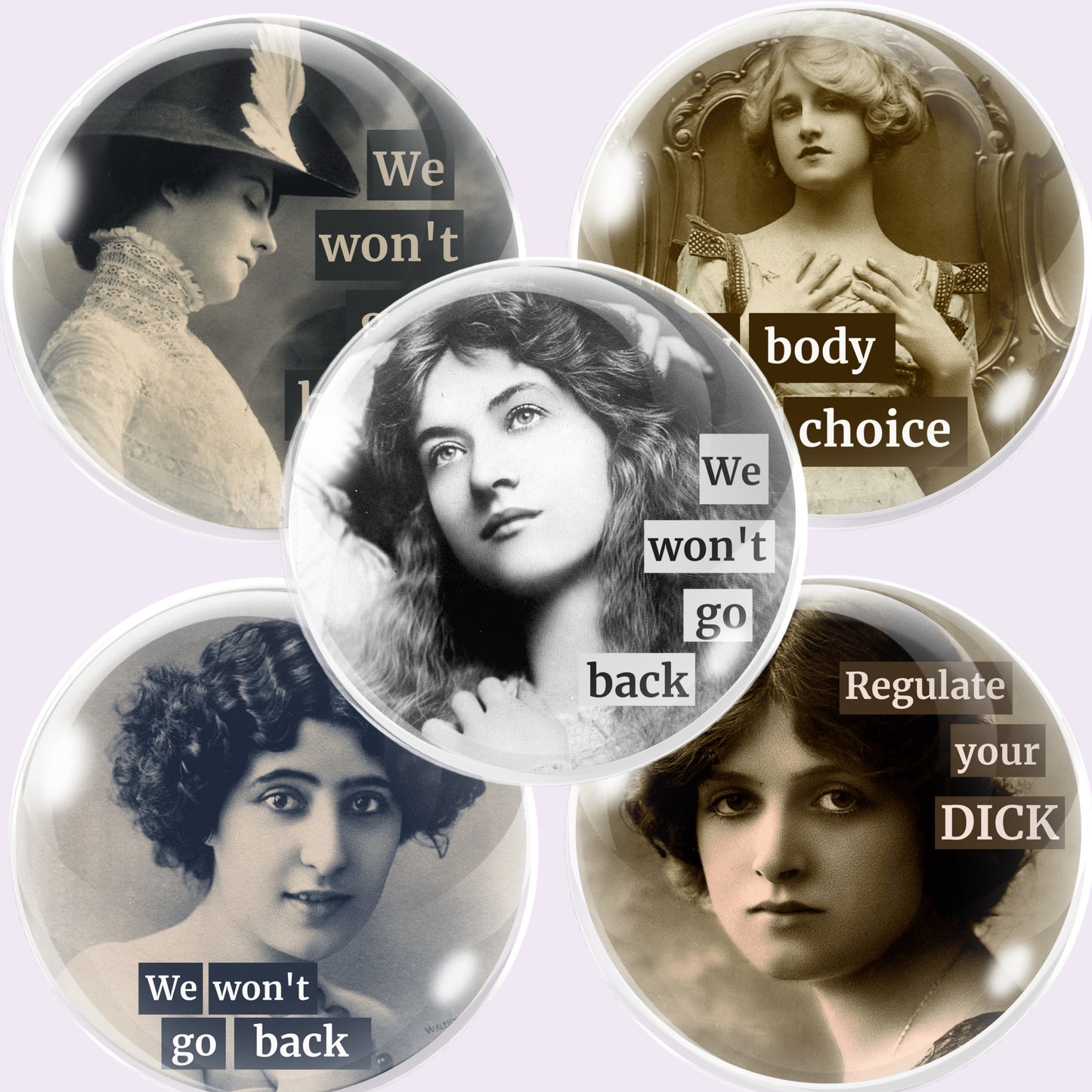 Retro Women Quotes Bottlecap Collage Sheet PNG