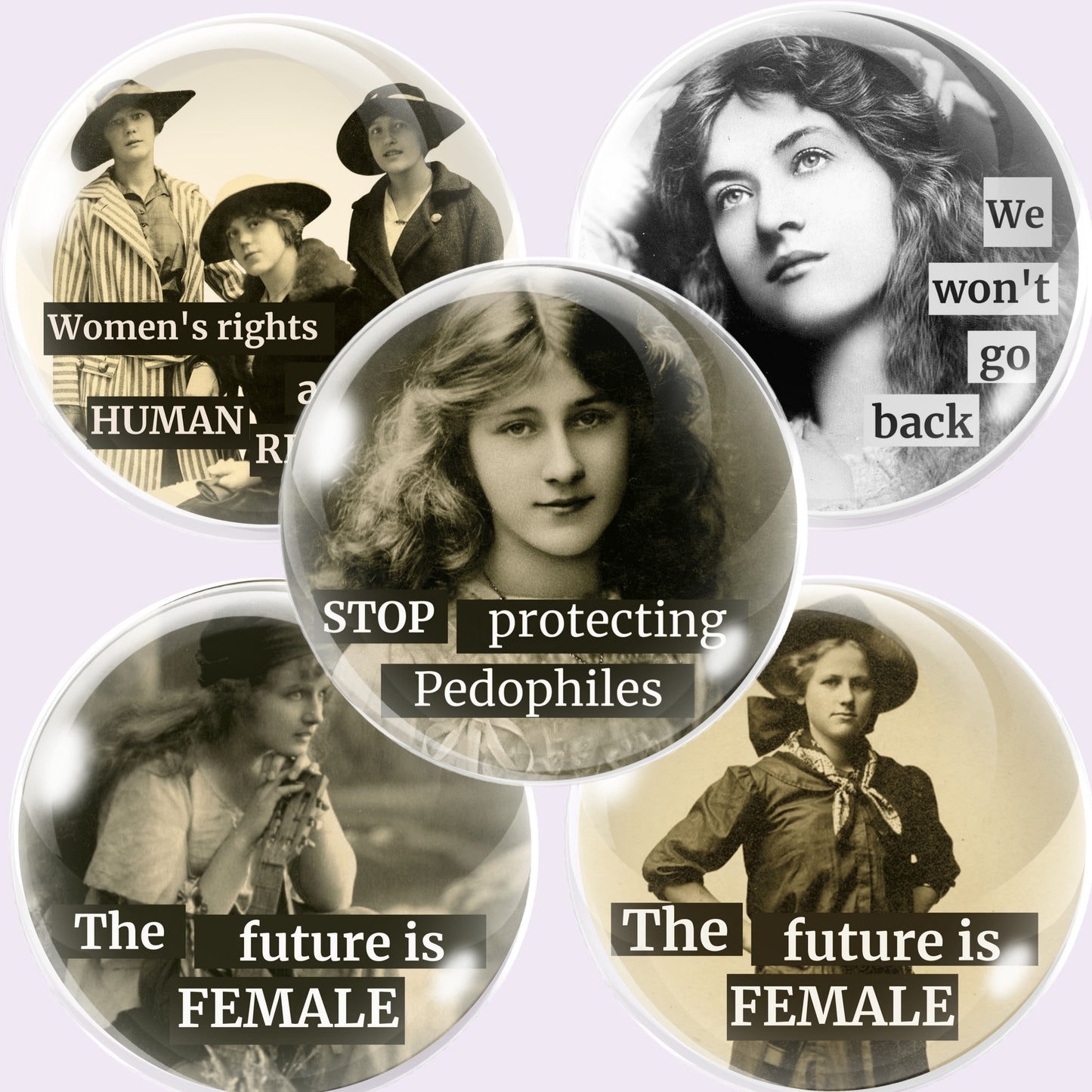 Retro Women Quotes Bottlecap Collage Sheet PNG
