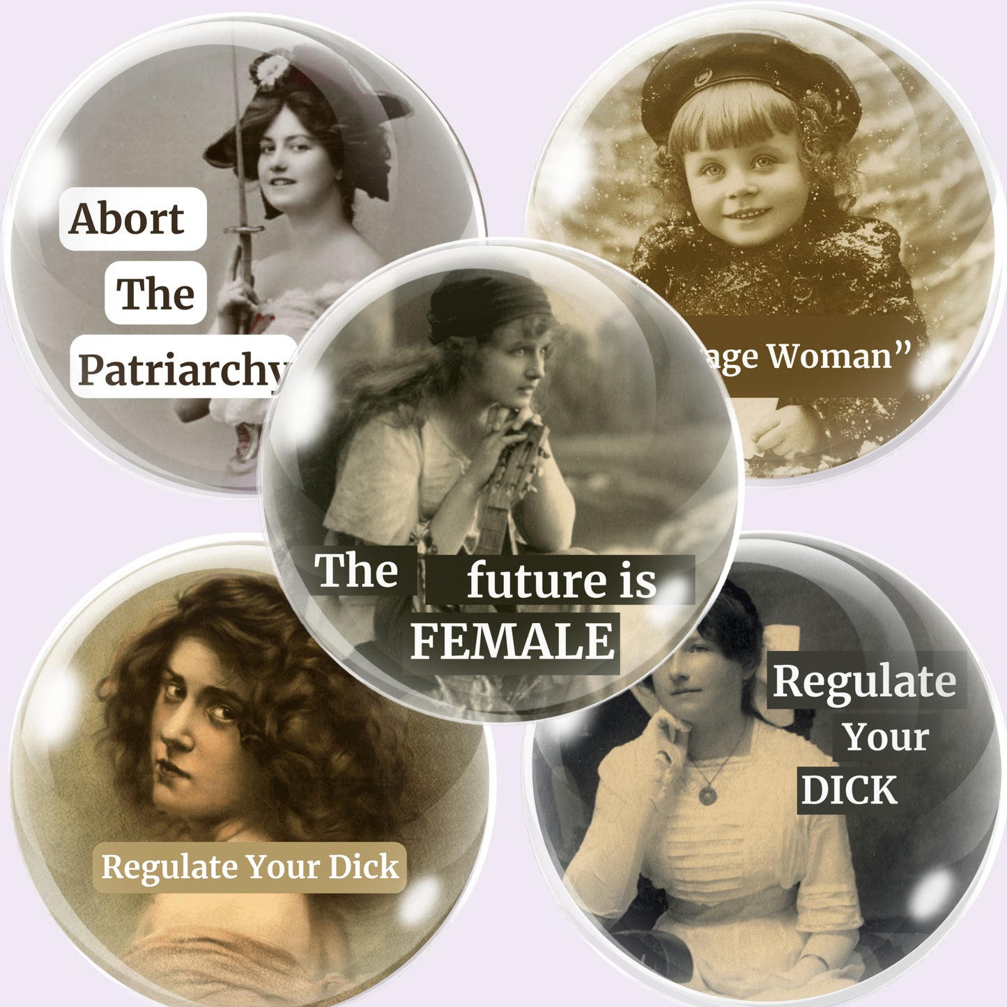 Retro Women Quotes Bottlecap Collage Sheet PNG