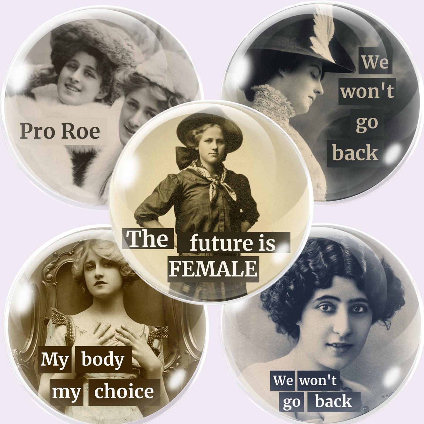 Retro Women Quotes Bottlecap Collage Sheet PNG