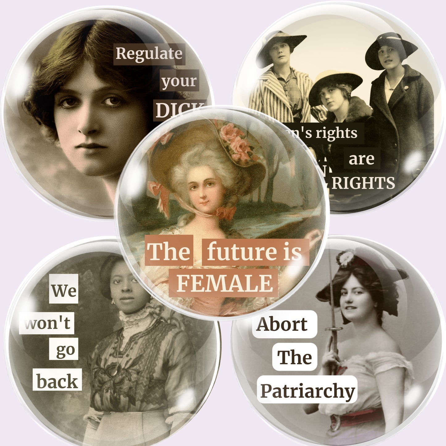 Retro Women Quotes Bottlecap Collage Sheet PNG