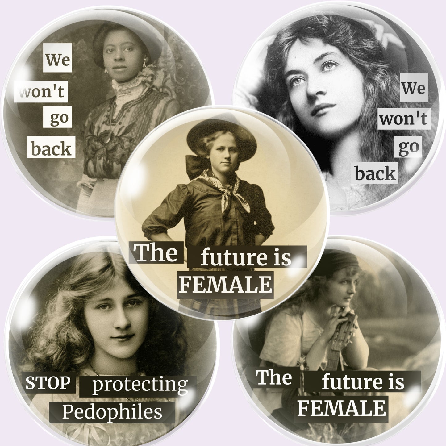 Retro Women Quotes Bottlecap Collage Sheet PNG
