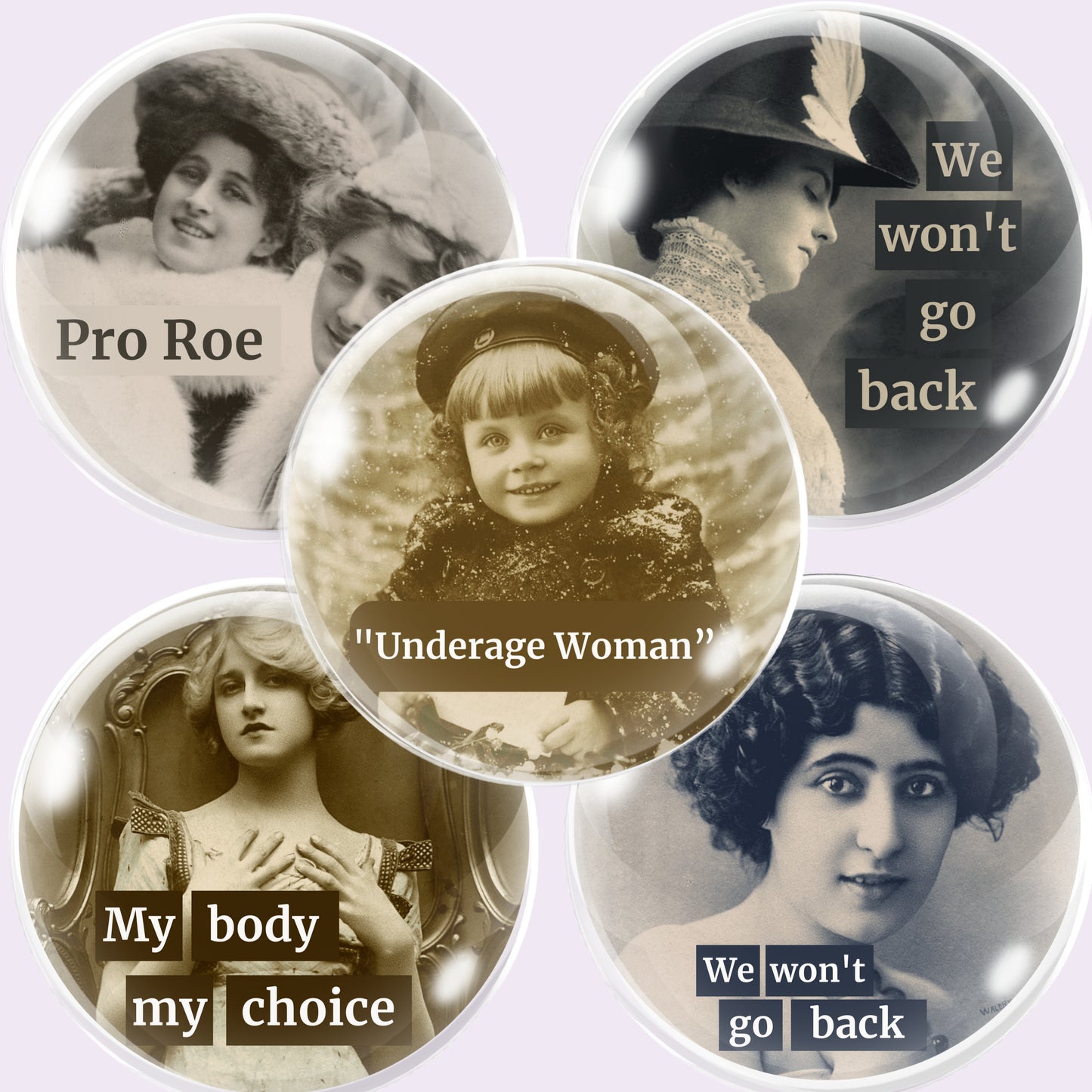 Retro Women Quotes Bottlecap Collage Sheet PNG