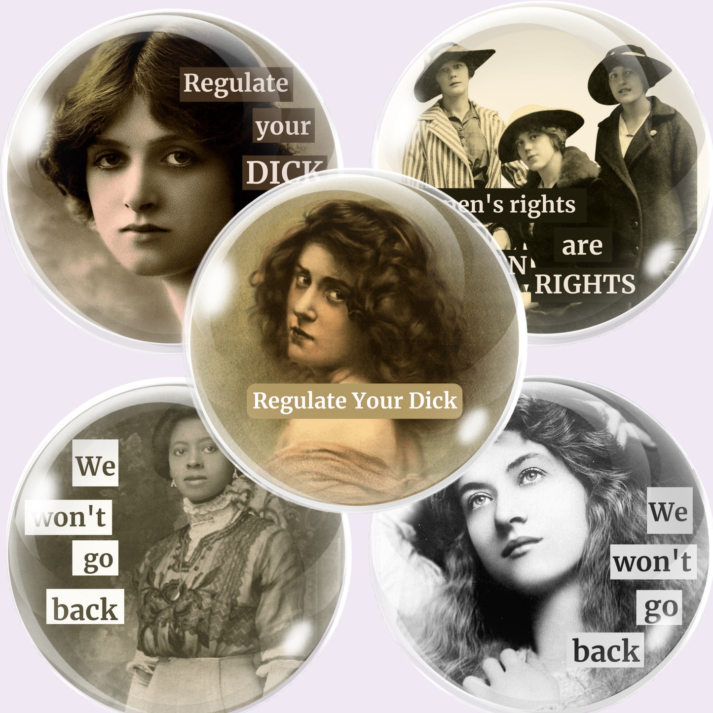 Retro Women Quotes Bottlecap Collage Sheet PNG