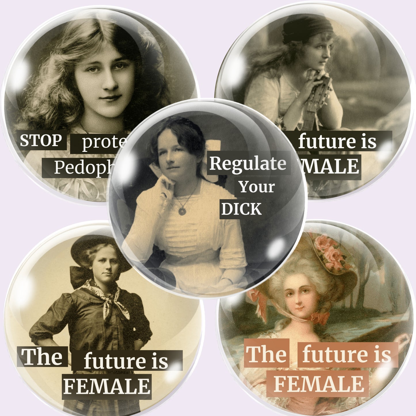 Retro Women Quotes Bottlecap Collage Sheet PNG
