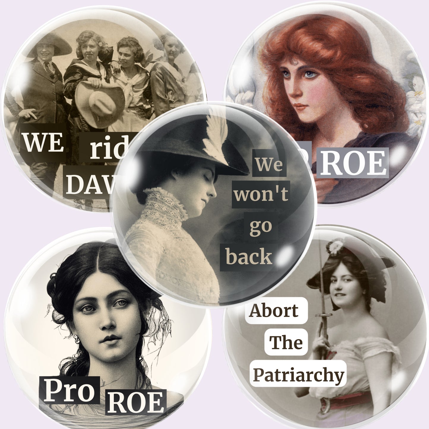 Retro Women Quotes Bottlecap Collage Sheet PNG