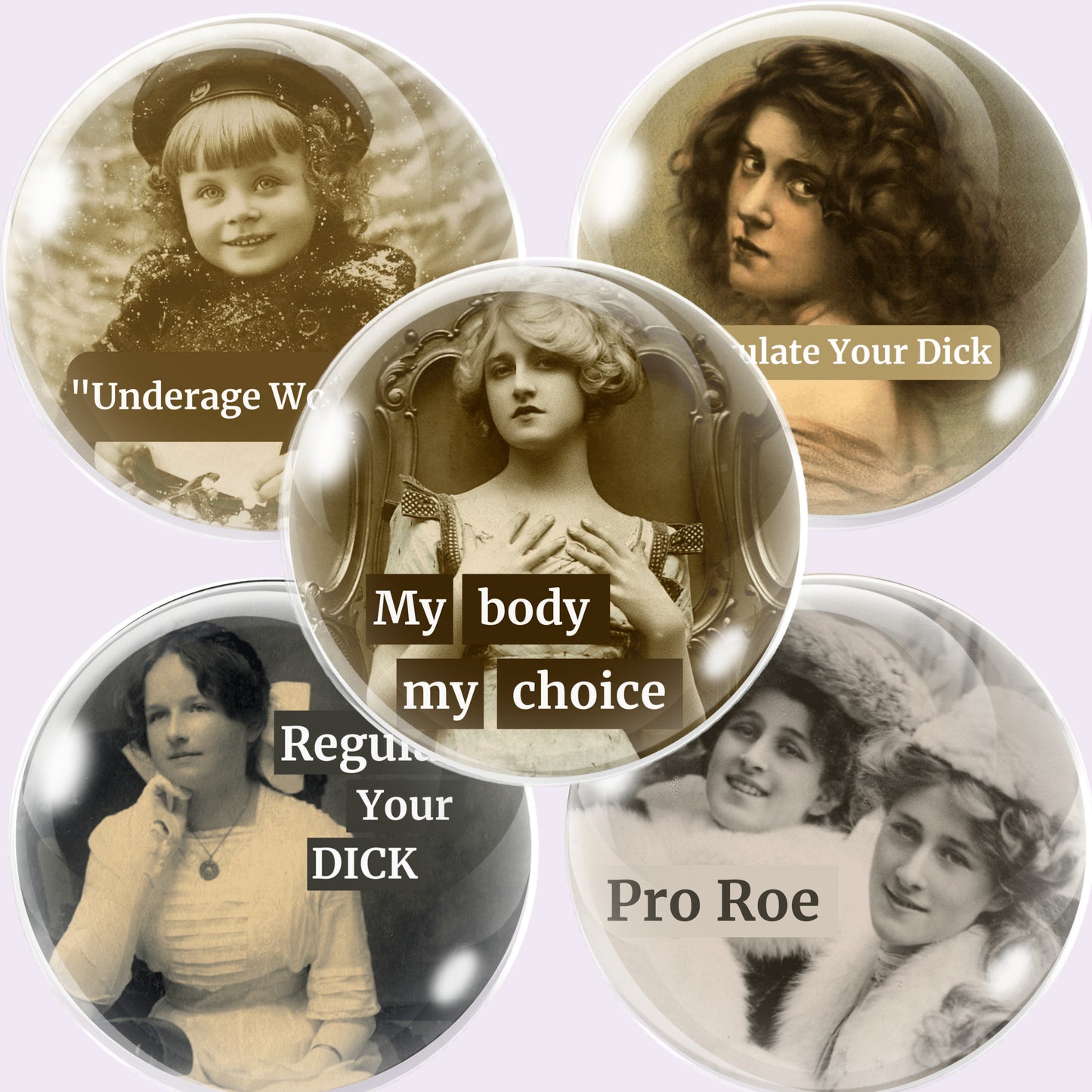 Retro Women Quotes Bottlecap Collage Sheet PNG