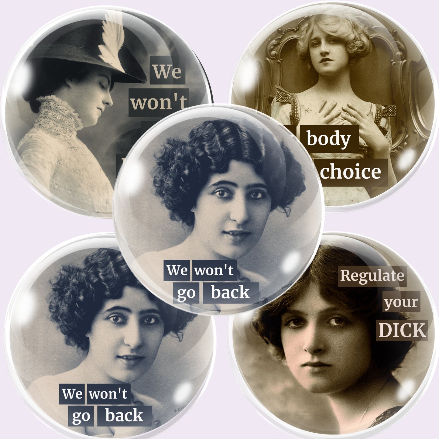 Retro Women Quotes Bottlecap Collage Sheet PNG
