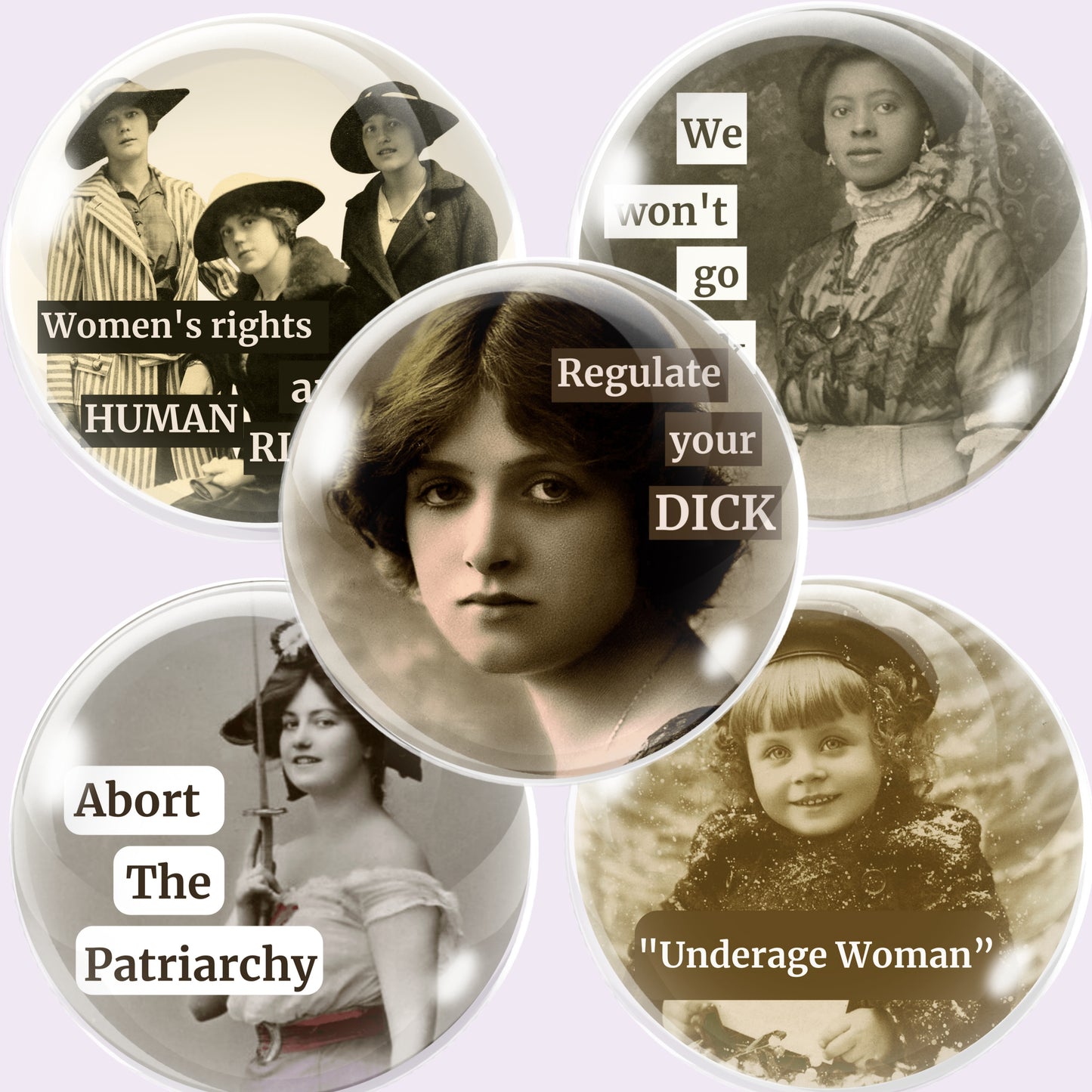 Retro Women Quotes Bottlecap Collage Sheet PNG