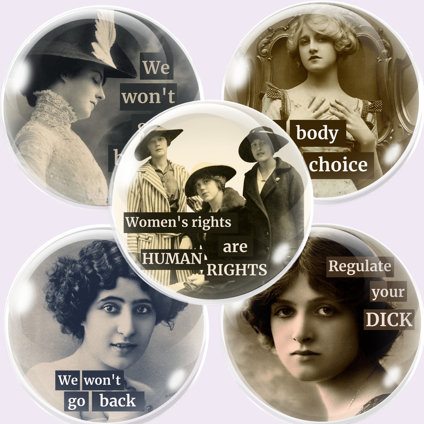 Retro Women Quotes Bottlecap Collage Sheet PNG