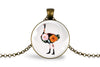 Ostrich Necklace With Floral Design – Exotic Wildlife Nature Pendant Jewelry