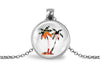 Palm Tree Necklace With Floral Design – Tropical Beach Nature Pendant Jewelry
