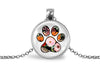 Paw Print Necklace With Floral Design – Pet Memorial Nature Pendant Jewelry