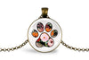 Paw Print Necklace With Floral Design – Pet Memorial Nature Pendant Jewelry