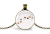 Paw Print Tracks Necklace With Floral Design – Pet & Wildlife Nature Nature Pendant Jewelry