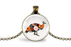 Peahen Necklace With Floral Design – Elegant Bird Nature Pendant Jewelry