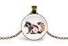 Raccoon Necklace With Floral Design – Woodland Wildlife Nature Pendant Jewelry