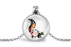 Skunk Necklace With Floral Design – Woodland Wildlife Nature Pendant Jewelry