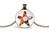 Starfish Necklace With Floral Design – Coastal Ocean Nature Pendant Jewelry