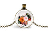 Turkey Necklace With Floral Design – Farmhouse Autumn Nature Pendant Jewelry