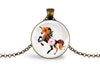 Unicorn floral silhouette necklace, glass cabochon pendant, magical fantasy botanical
