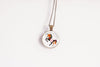 Unicorn floral silhouette necklace, glass cabochon pendant, magical fantasy botanical