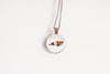 Walrus floral silhouette necklace, glass cabochon pendant, arctic wildlife botanical