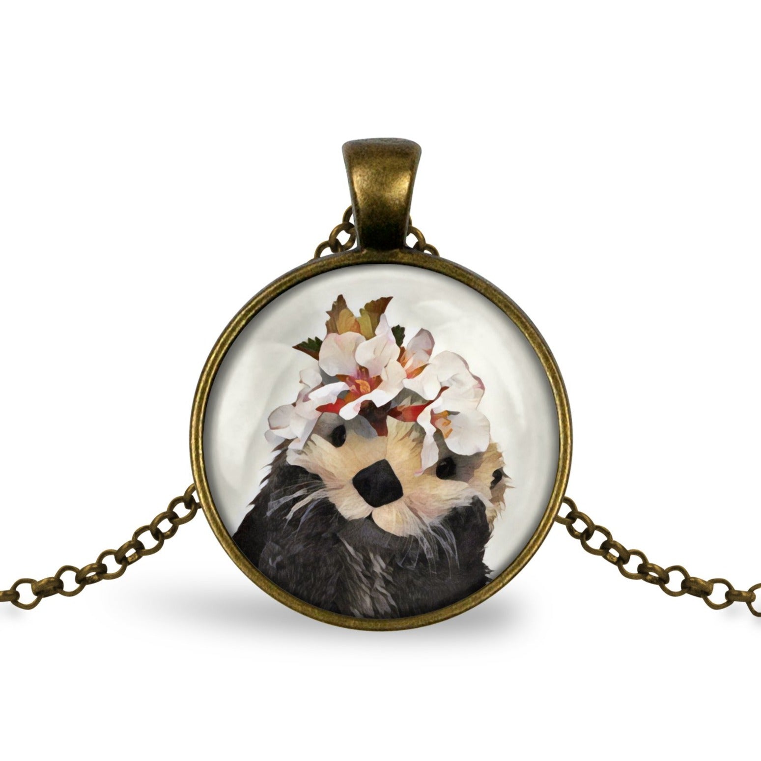 Sea Otter Necklace Necklaces Whimsy Spirit Store Bronze Plated  